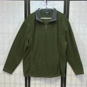 St Johns Bay Long Sleeve Quarter Zip Mock Neck Plush Fleece Top Jacket Green XL